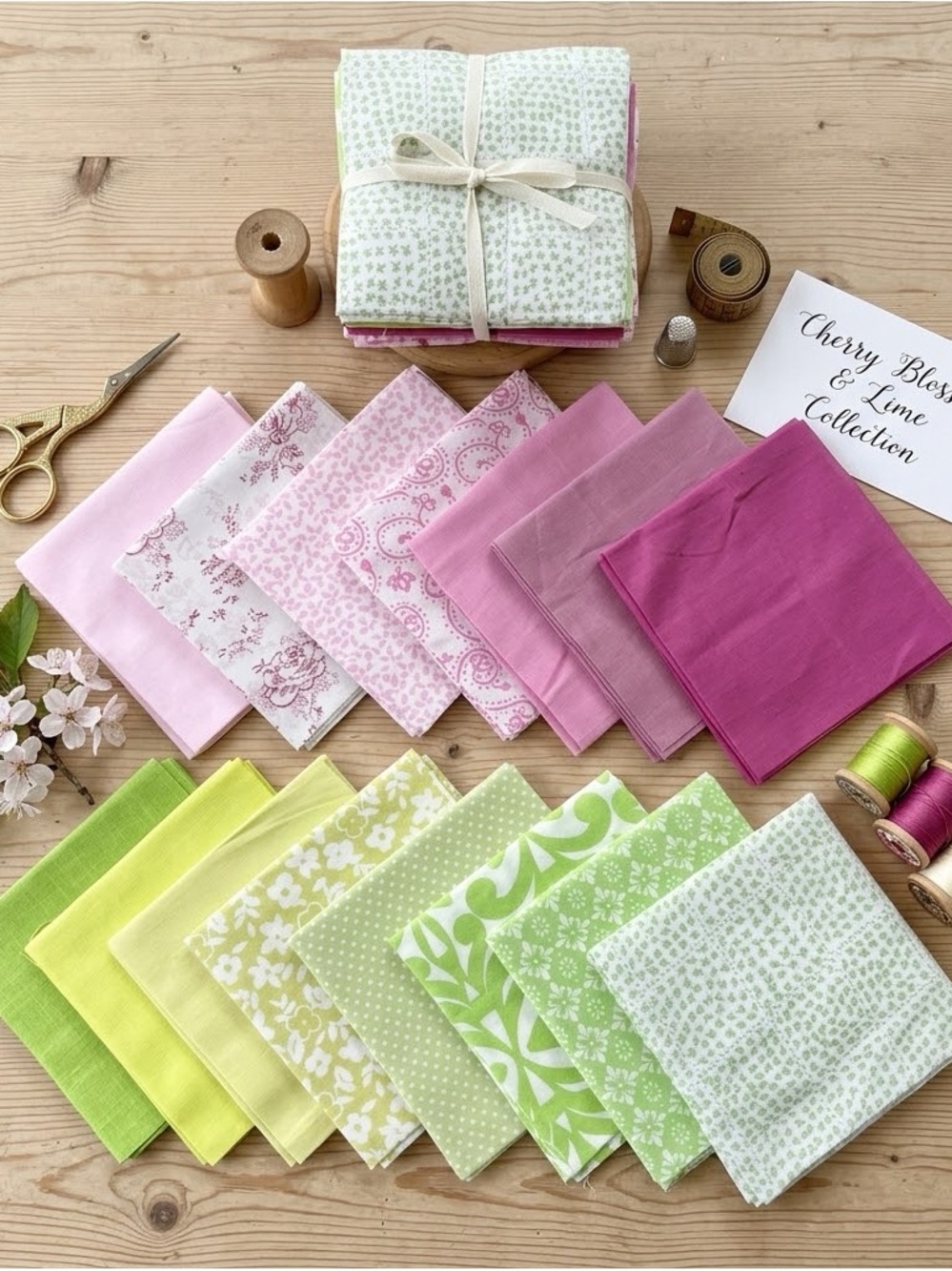 150pcs Peony & Pistachio pre cut charm pack 5" squares cotton fabric quilt#12